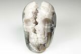 Polished Banded Agate Skull with Quartz Crystal Pocket #190472-1